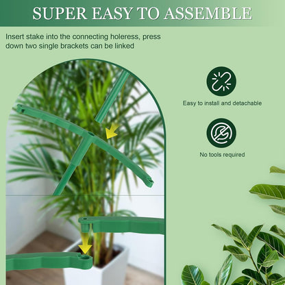 24Pcs Plant Support Stakes, Half Round Plant Stakes for Indoor Plants, Stackable Garden Flower Support, Plant Cages for Tomato,Monstera, Peony, Hydrangea, Climbing Plants