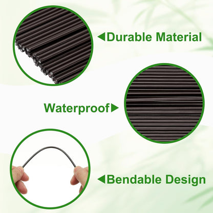 uxcell 30pcs Green Plant Support Stakes, 11.8" Bendable Garden Plant Sticks Plastic Single Stem Plants Support Stakes with Ties for Potted Plants Flowers Orchid Peony, Brown