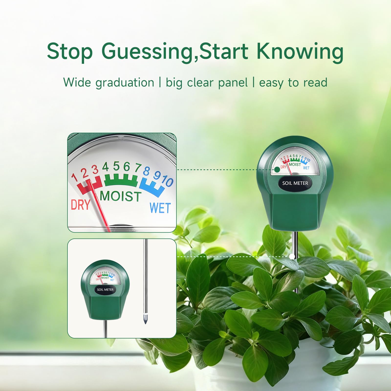 Zoiydals Soil Moisture Meter for Plants, Hygrometer Sensor Water Monitor, Plant Moisture Tester for