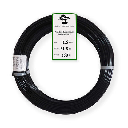 Anodized Aluminum 1.5mm Bonsai Training Wire 250g Large Roll (170 feet) - Choose Your Size and Color (1.5mm, Black)