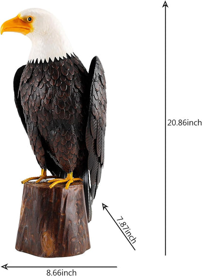 chisheen Bald Eagle Outdoor Metal Yard Art Statue and Sculpture for Garden Lawn Patio Living Room Decoration