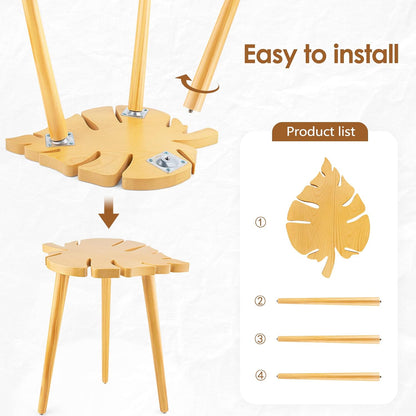 Plant Stool Stand for Indoor Use, Pine Wood Monstera Pot Holder, Decorative Corner Flower Table for Living Room, Tall Tripod Planter Rack for Home Office Patio Bedroom