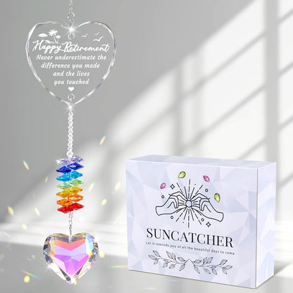 Retirement Gifts for Women, 2025 Retirement Gift Crystal Suncatcher, Happy Retirements Gifts for Friends Teachers Nurse Men, Going Away Presents Decorations