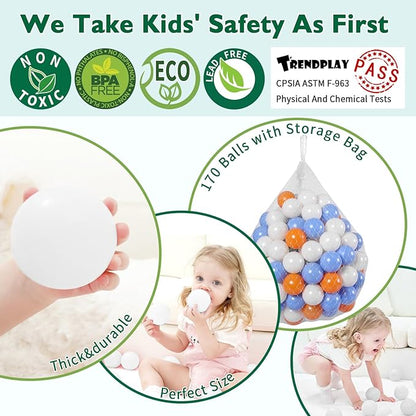 TRENDPLAY Plastic Balls for Ball Pits - Hollow Balls- Safe and Exciting Playtime - Perfect for Baby