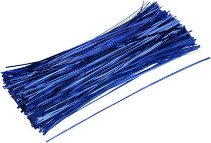 MECCANIXITY Foil Twist Ties 12" 30cm Metallic Plastic Closure Tie for Tying Bread, Candy, Cookies, Gift Bags Arts Crafts Ties Blue Pack of 750