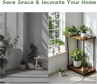2 Tier Metal Sturdy Heavy Plant Stand, Narrow Plant Stand Indoor and Outdoor L19.68 x W11.81 x H27.55 inch， Capacity & Heavy Duty Construction