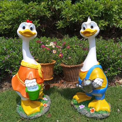 Couple Duck Garden Statue Duck Succulent Plant Flower Pot Goose Flower Pot Sculpture Indoor and Outdoor Art Decoration Courtyard Terrace Balcony Living Room Office Decoration Festival Gifts