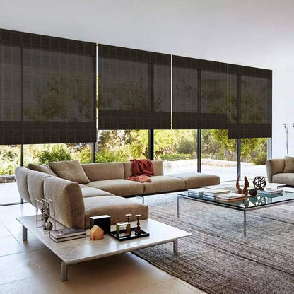 LETAU Wood Window Roman Shades, Bamboo Light Filtering Window Blinds for Indoor Home, Office, Kitchen, Pattern 4