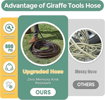 Giraffe Hybrid Leader Hose 5/8" x 6ft Custom Length, No Kink, Flexible, Leakproof Water Hose with Female to Female Fittings, 600 Burst PSI