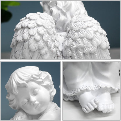 Praying Angel Figurine, Waterproof Angel Wings Statue, Garden Memorial Angel, Resin Praying Angel Figurine for Home Decor or Garden