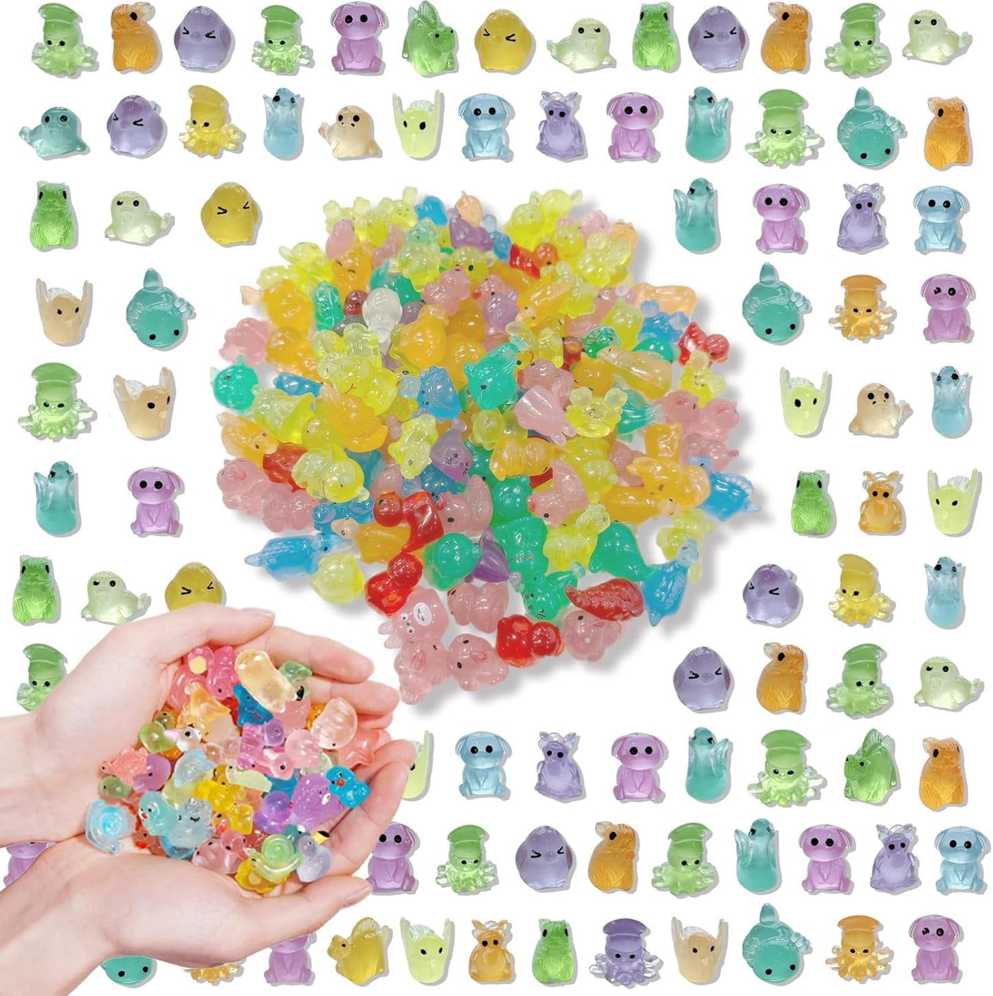 150/200 Mini Resin Animals Variety Pack Kit, 30 Types Tiny Resin Animals Figures, Hide Mini Figures Micro Landscape Ornaments Fairy Garden Accessories (200)