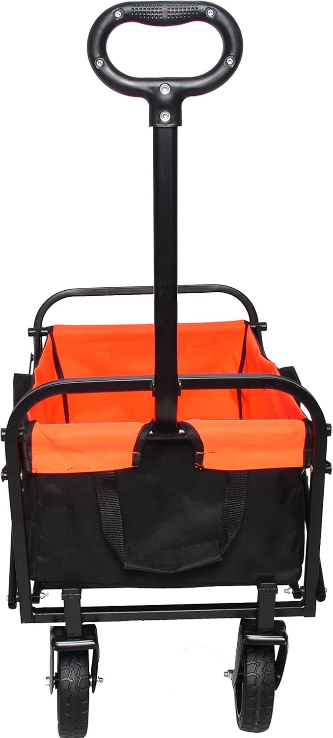 Folding cart That Does not Need to be Assembled Station Wagon, Grocery cart (Orange+Black Mini)