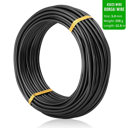 Black-3.0-Anodized Aluminum Bonsai Training Wire 250g Large Roll,Many Size to Choose,KSVZS Bendable Metal Wire for Crafts,Sculpting,Armature and Daily Use,Necessities for Family