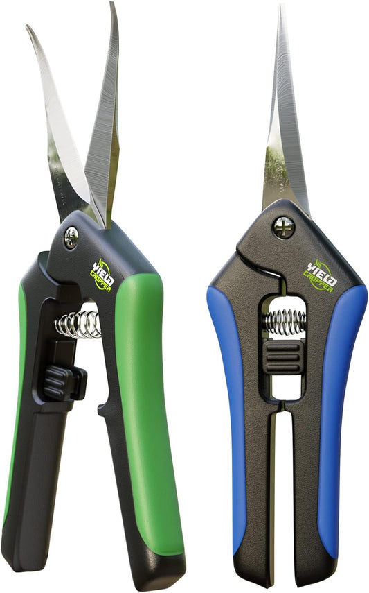 Hydroponic 2Pack Microtip Straight blade/Curved Blade Flower Leaf Trimmer Pruning Shears by