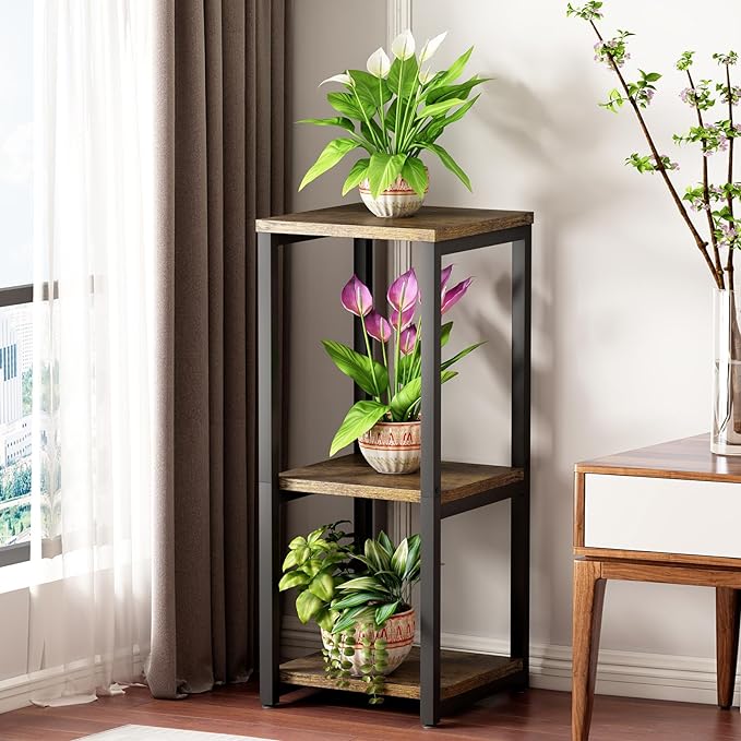 Plant Stand Indoor Corner Tall 3 Tier Metal Modern Flower Storage Plant Stands Holder for Living Room Balcony Garden,Black (3 Tier-Black)