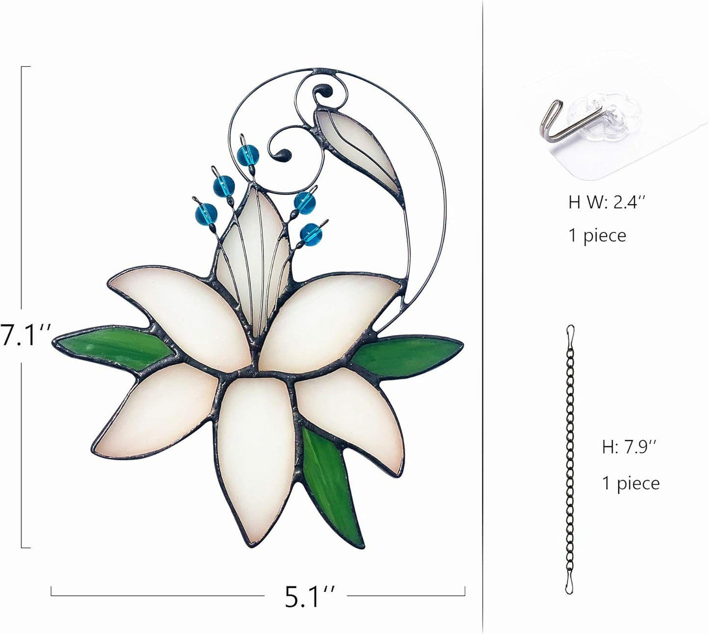 Women Birthday White Lily Flower Gift for Her, Floral Gift Stained Glass Window Hangings Suncatcher Anniversary Love Gifts for Mom Grandma Aunt Sister