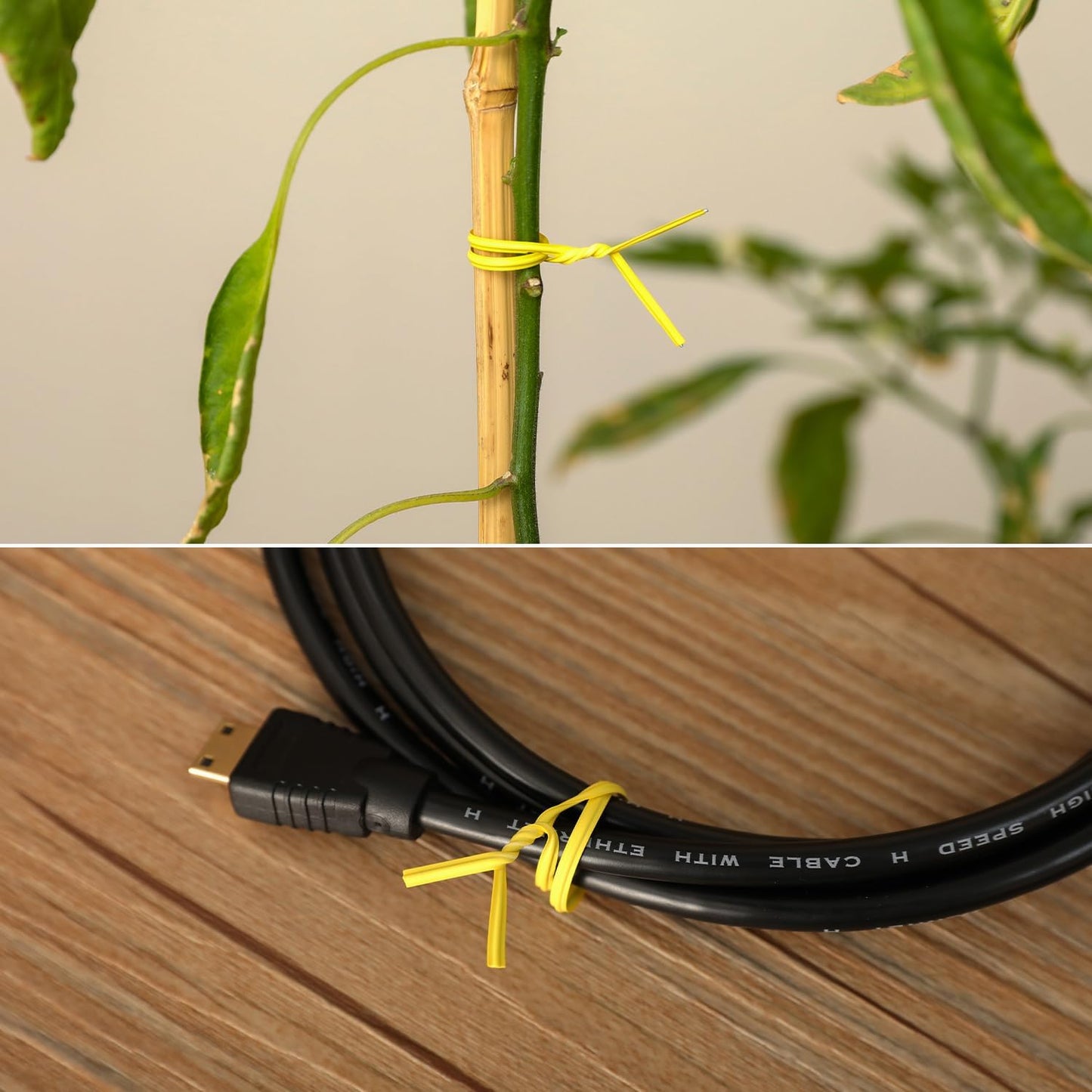 Tangyinrd 300 Pcs 6 inch Yellow Plastic Twist Ties, Cable Ties, for Bags, Gardening Tools
