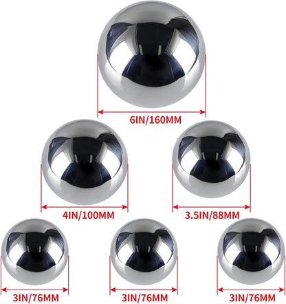 MOLIGOU 6 Pcs Stainless Steel Gazing Balls, 6in/4in/3.5in/3in Diameter Reflective Spheres, Gazing Globe Mirror Balls for Garden, Pond, Yard (Silver)