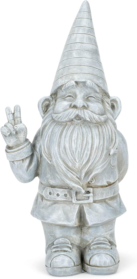 NAT & JULES Gnome 12 inch Resin Stone Garden Statue (Peace Gnome)