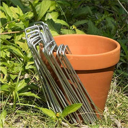 MySit 12" Garden Stakes Pins Landscape Staples 11Ga Tent Stakes 200Pack, Heavy Duty Galvanized Steel Metal Yard Stakes Ground Lawn Staples Fence Anchors for Weed Barrier Fabric