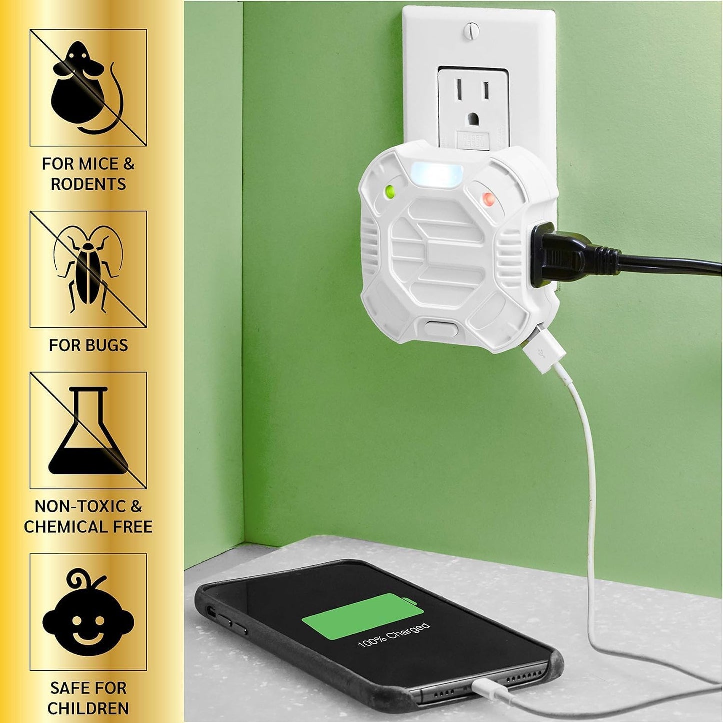 Riddex X Plus Insect Repellent - Plug in, Mouse Deterrent - Pest Reject for Defense Against Rats, Mice, Roaches, Bugs and Insects - Control Pests with No Toxins, 2-Pack
