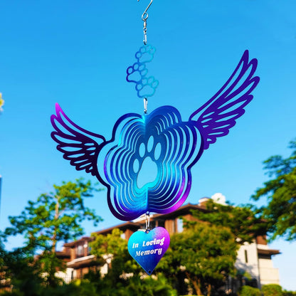 DJUAN Pet Memorial Wind Spinners, Cat Memorial Gifts,Stainless Steel Angel Wings Pet Paw Print,Dogs and Cats Remembrance, Pet Sympathy,Pet Loss Bereavement Gifts