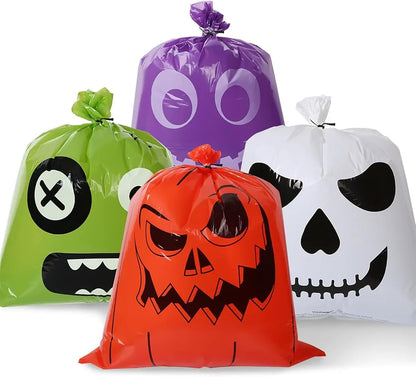 Halloween Pumpkin Lawn Bags, Large Reusable Leaf Bags with Twist Ties, Fall Outdoor Decorations, 8 Pack 24 * 30 Inch