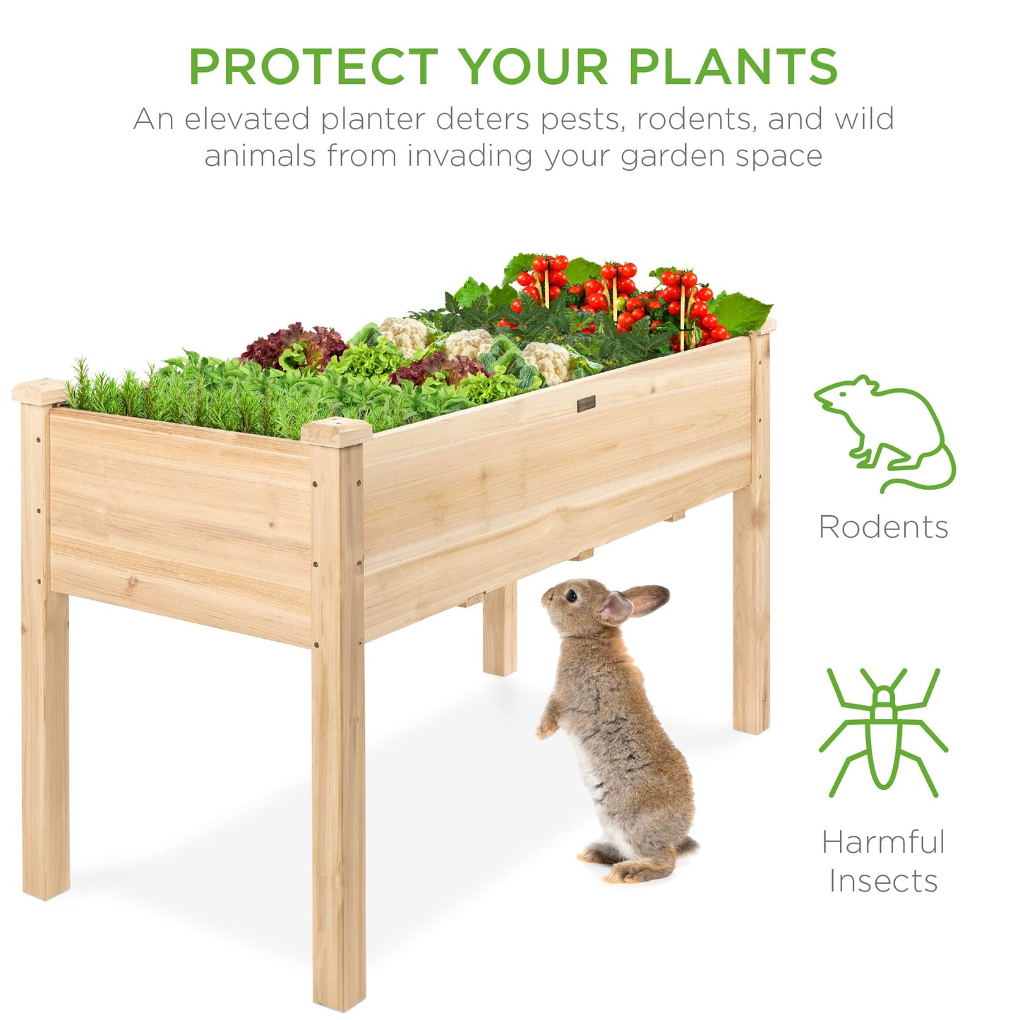 Best Choice Products 48 x 24 x 30 Inches Raised Garden Bed, Elevated Wood Planter Box Stand for