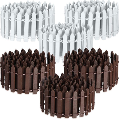 Kigley 6 Pcs 40 Inch Fairy Fence Wood Miniature Garden Picket Fence Decorations for DIY Plant Pot House Home Dollhouse Outdoor Diorama Project(White,Brown)