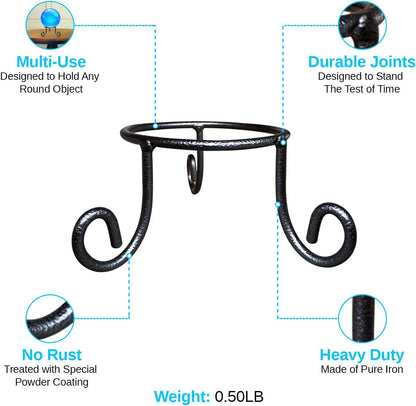Black Iron Ball Stand - Gazing Globe Stand for Balls, Sphere Holder Wrought Iron Display Stand, Crystal Ball Stand, Glass Bowl Ring Metal Egg Stands, Gazing Ball Stand(3.5" Diameter X 2" Tall)