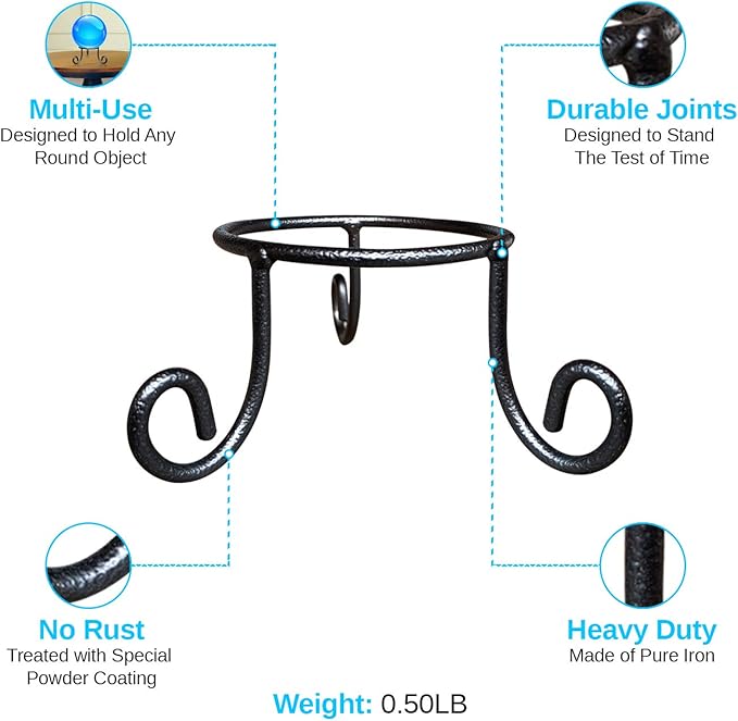 Black Iron Gazing Globe Stand, Wrought Iron Sphere Holder, Crystal Ball and Glass Bowl Display