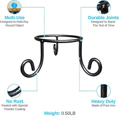 Black Iron Gazing Globe Stand, Wrought Iron Sphere Holder, Crystal Ball and Glass Bowl Display