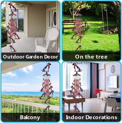 Outdoor Dog Wind Chimes Gifts for Mom - with 4 Tubes 6 Bells 7 Dogs Wind Bell, Romantic Wind Catcher, Mobile Dog Decor, Dog Bell, Puppy Windchimes for Home, Balcony, Tree, Festival, Garden Decoration
