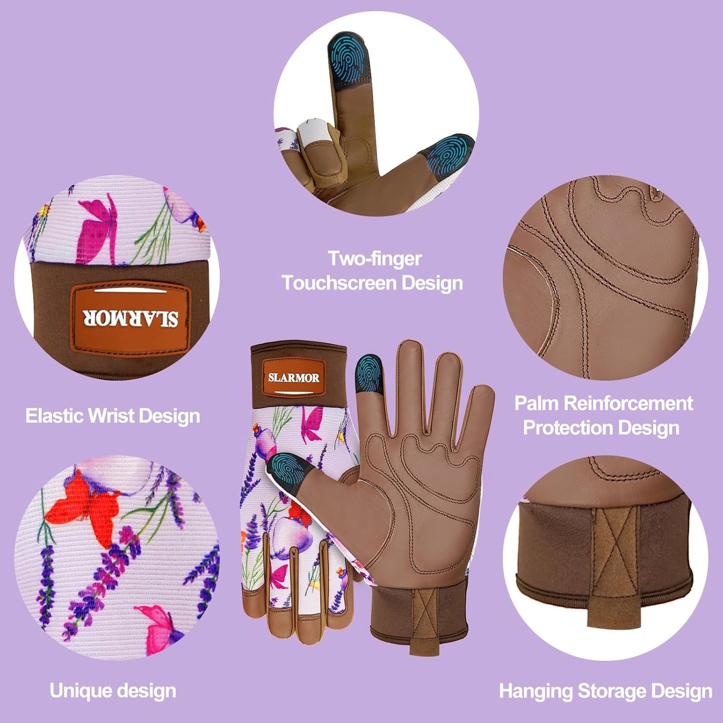 Leather-Gardening-Gloves for Women,Thorn-Proof Work-Gloves for Weeding,Digging,Planting,Pruning Yard garden Gloves