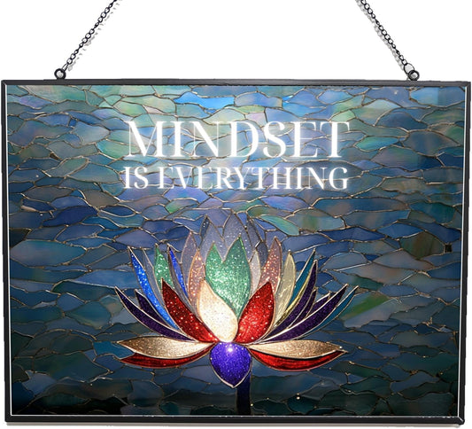 Customized Rectangle Lotus Motivational Wall Art Stained Glass Suncatcher Window Hanging, Gothic Christmas Ornaments for Bird Lovers, Dinosaur Room Decor for Nursery New Home Gifts