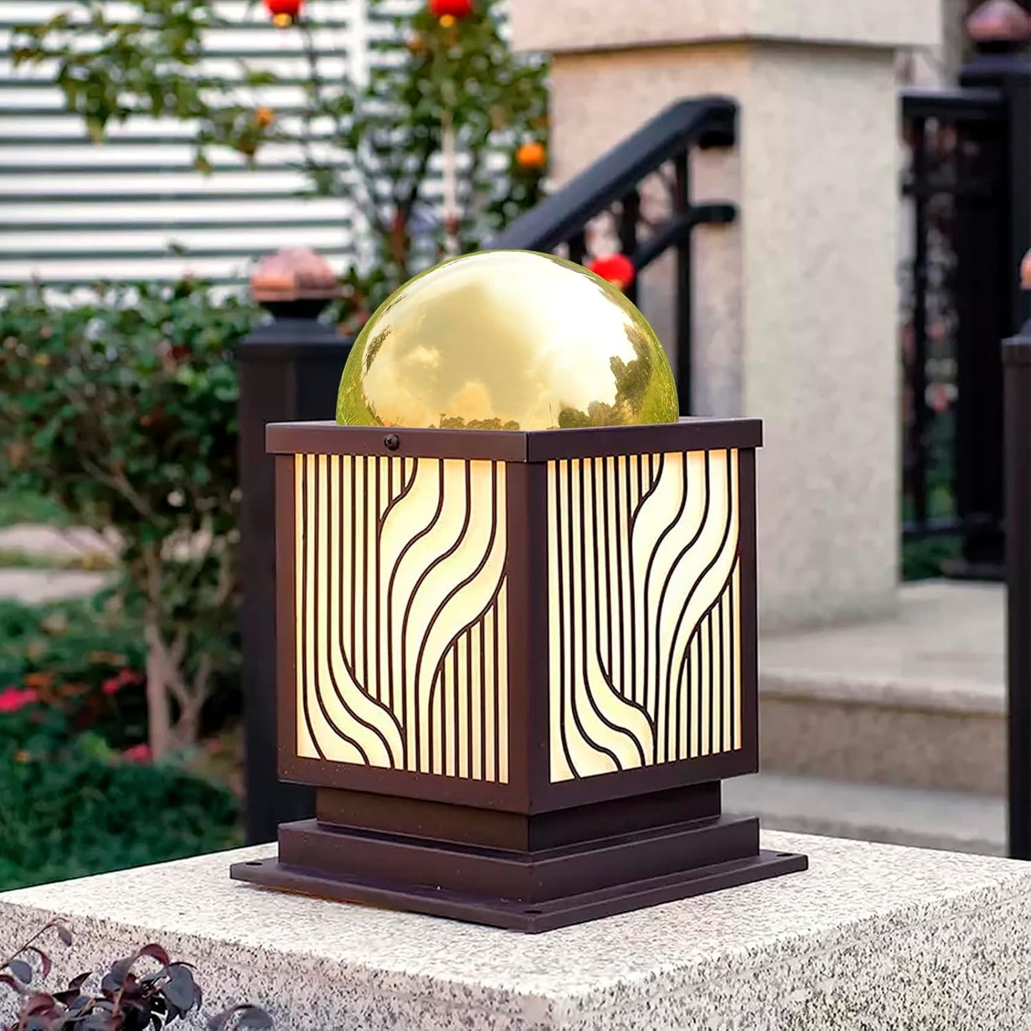 Nerien Gazing Ball, Stainless Steel Garden Mirror Globe, Polished Ornament Sphere, Hollow Floating Reflective Hemisphere, for Home Outdoor Pond Housewarming Swimming Pool Decoration, Gold, 6Pcs Mix