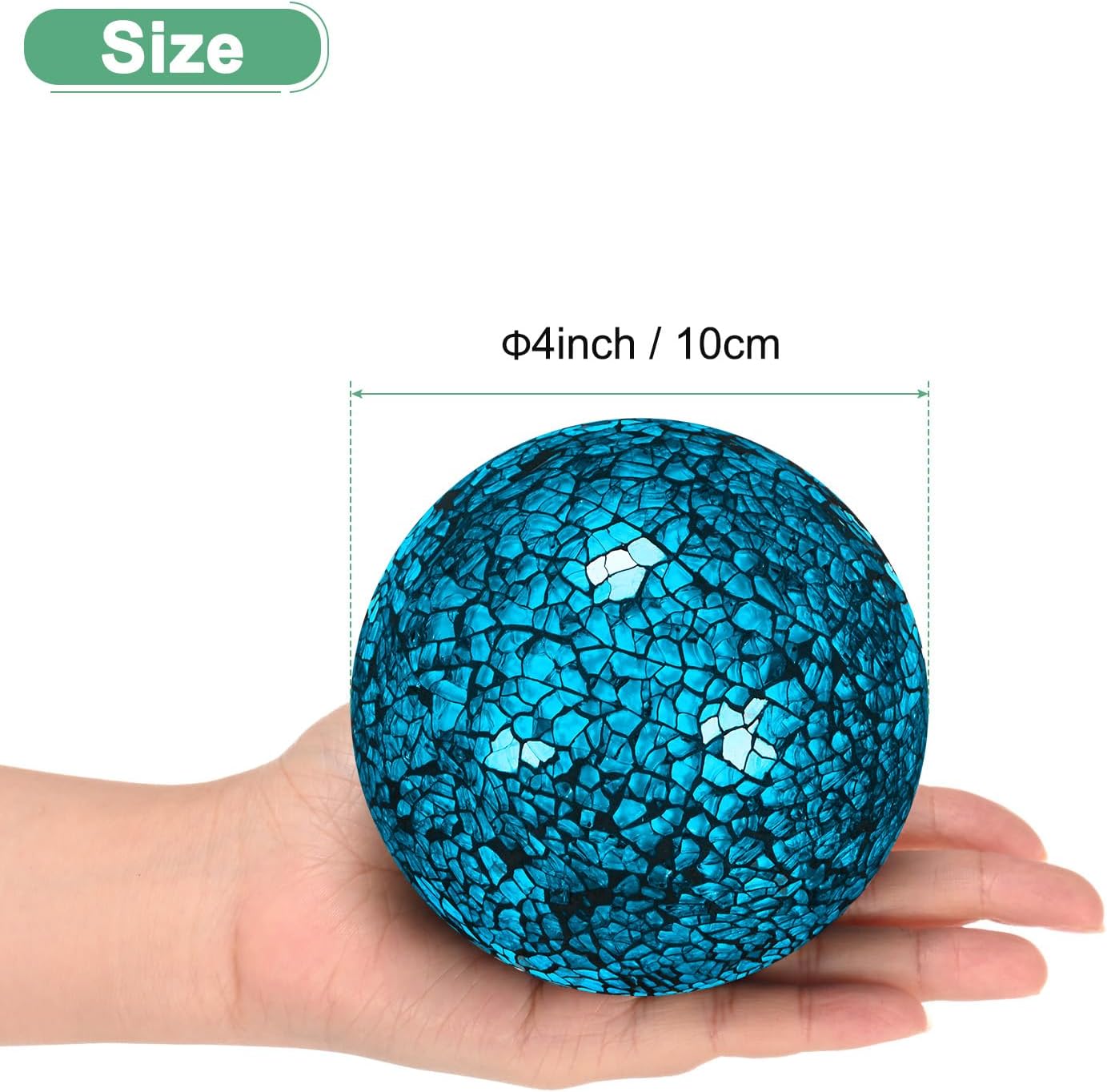Decorative Ball for Bowls, 4 Inch Mosaic Glass Balls Decorative Glass Orbs for Home Decor/Dining Tables/Wedding Party/Coffee Table/Centerpiece Decor [Turquoise]