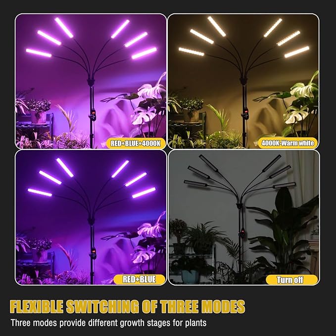 LED Grow Lights for Indoor Plants Full Spectrum, 540 LEDs Plant Lights for Indoor Growing with 58" Adjustable Stand, Plant Grow Lights with Auto 3/6/9/12/15/18H Timer for Indoor Tall Plants.