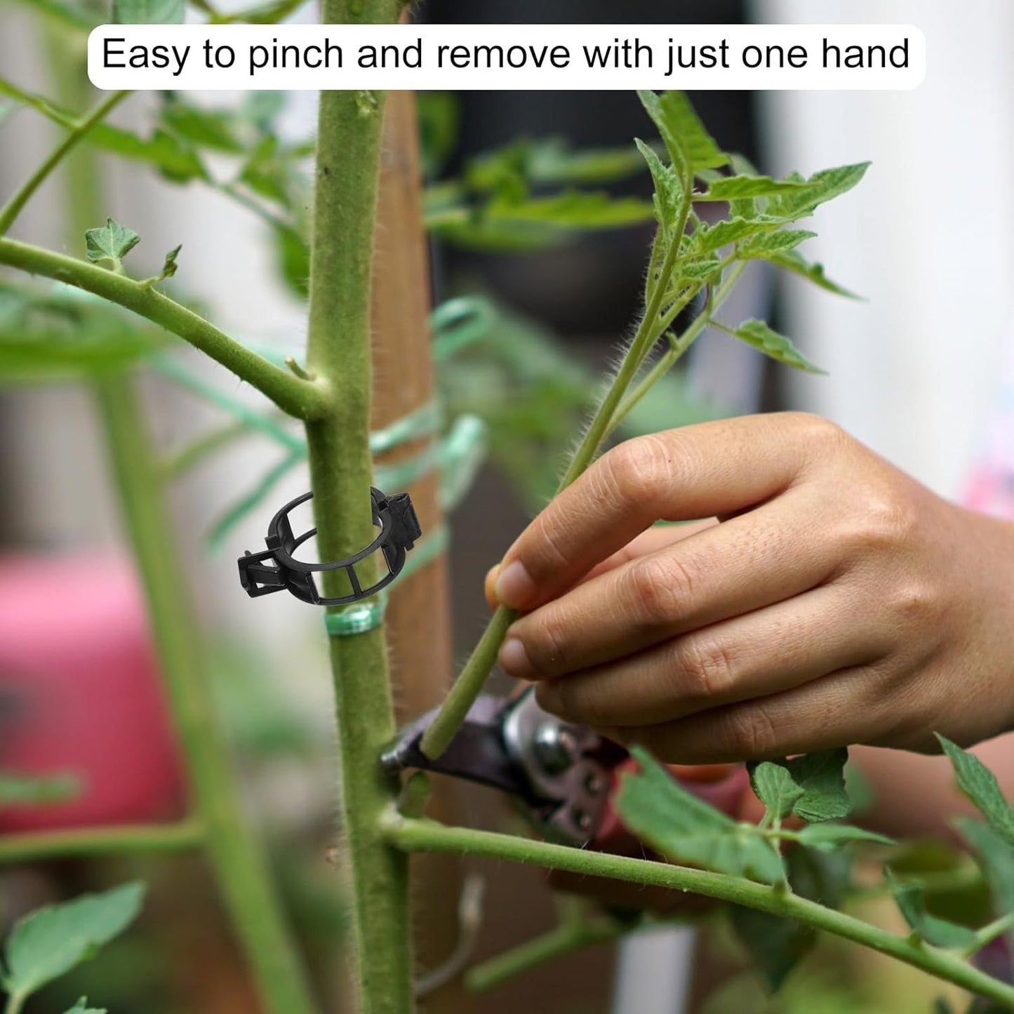 MECCANIXITY 300 Pcs Garden Plant Clips Fixing Clips Black 26mm Adjusting Plant Lever Loop Clips for Supporting Flower Vine Vegetables Climbing Plant Plant Stems