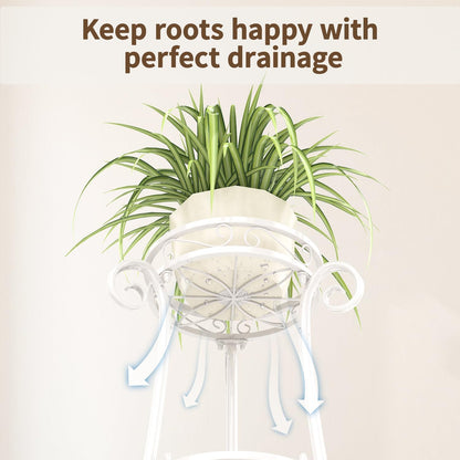 LASZOLA 3 Tier White Metal Plant Stand for Multiple Large Planters Indoor Outdoor Organizer, Heavy Duty Tall Flower Stand for Corner Patio Bathroom Office, Modern Sturdy Vertical Iron Rack, Cat Proof