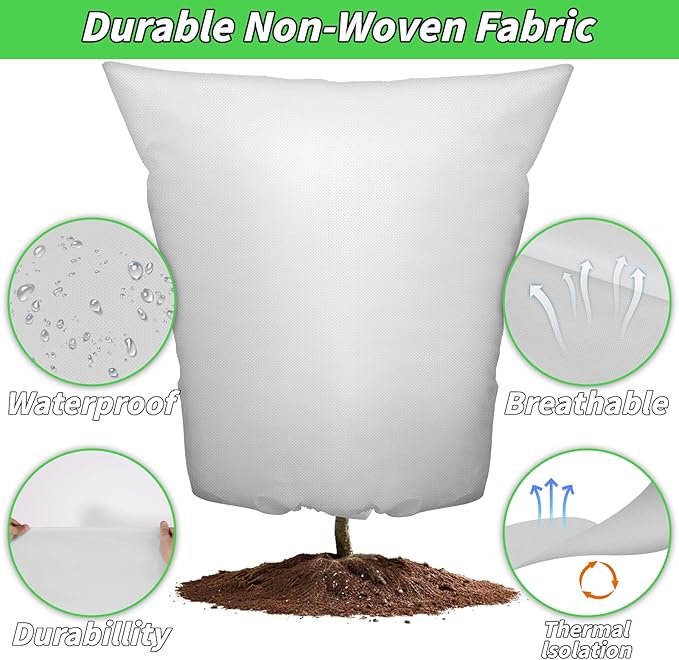 4PCS Large Plant Covers Freeze Protection 2.82oz Reusable Winter Frost Cloth Plant Protection Jacket Cover Bags Frost Blankets for Shrub Trees Outdoor Plants Fruit Tree Potted, 86"W x 95"H