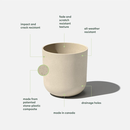 Veradek Mason Series Lima Planter - Round Planter for Indoor or Outdoor Porch/Garden | Made from Plastic-Stone Composite with Drainage Holes | Modern Décor for Succulents, Flowers, Small Plants