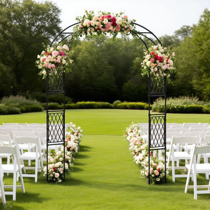 Metal Garden Arbor, 86.6" x 47" Arch Trellis for Climbing Plants, Weather-Resistant Decorative Wedding Archway, Sturdy Iron Frame, Outdoor Black Garden Arch for Patio, Lawn, Pathway, Event Party Back