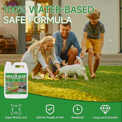 Mulch Glue Concentrate 32OZ- Ultra-Strong Landscape Adhesive for Pea Gravel, River Rocks, Wood Chips & Bark | No More Shifting! | Gardens, Patios, Walkway