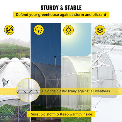 VEVOR Greenhouse Spring Wire and Lock Channel 50 Packs, 6.56 ft PE Coated Aluminum Alloy Bundle Kit, Plastic Poly Film or Shade Cloth Attachment w/Screws, Silver