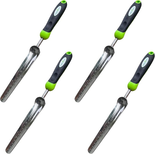 Garden Guru Seed Planting Shovel Trowel Transplanter Widger Stainless Steel Rust Resistant Ergonomic Handle Perfect Hand Dibber Seedling Bulb Planter Tool for Gardening Planting Transplanting (4Pack)