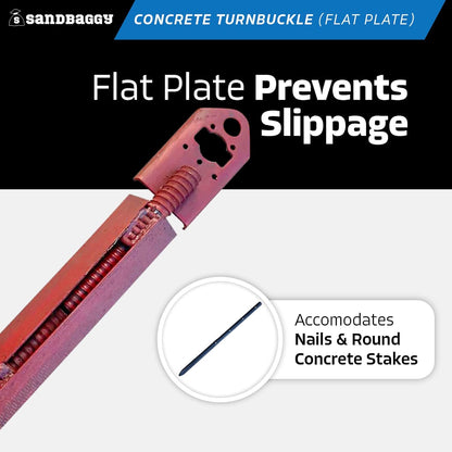 Sandbaggy Concrete Turnbuckle Form Aligner with 5" x 3" Flat Plate (35" - 37.5" Length) - Rust Resistant Steel - Adjustable Wall Brace - Aligns & Plumbs Form Walls, Columns, or Beams (35 inches, 50)