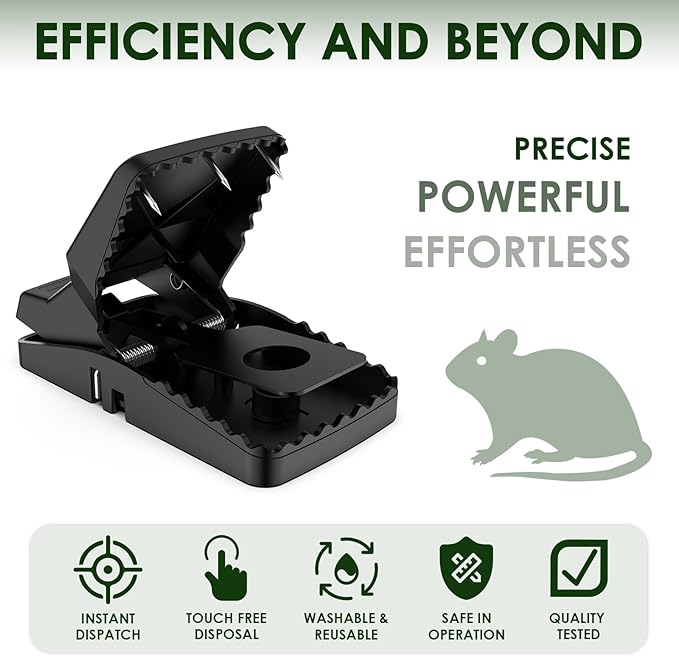 6-Pack Unstoppable Rat Trap with Steel Fangs, Stronger Large Mouse Snap Traps That Kill Instantly, Dispatch More Rodents Faster, Indoor & Outdoor Use and Reusable