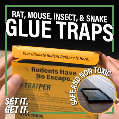 Glue Traps for Mice,Rat,Mouse,Snake,Lizard,Insect. 20 Pack. Extra Strength,Pre-Baited Adhesive.Heavy Duty Plastic Tray.Non-Toxic,Chemical-Free Pest Control for Home. 20Pack