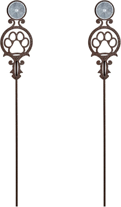 Touch of Class Pathways Reflective Driveway Marker Stake Set of Two for Outdoor Use | Paw Print Design | Personalized Tall Reflector Set of 2 | Weathered Bronze Durable Finish